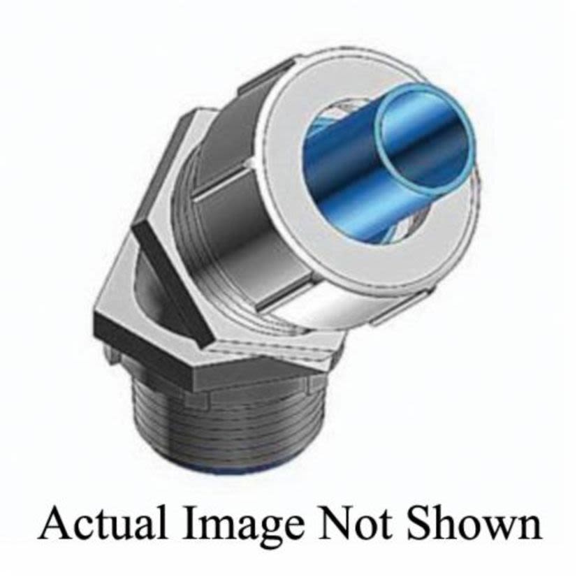T&B Plastic Bullet LT4100M Flexible Conduit Connector With Nylon Insert, 1 in Trade, 45 deg, Steel